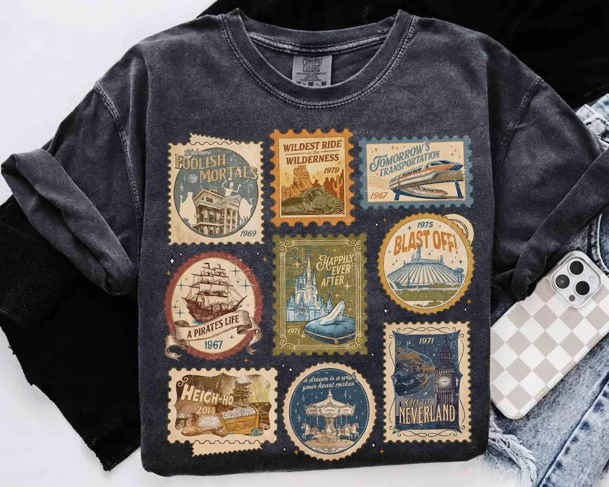 Magic Kingdom Ride Stamps Comfort Colors T-Shirt for Women | Park Day Shirt | Magical Vacation Gift