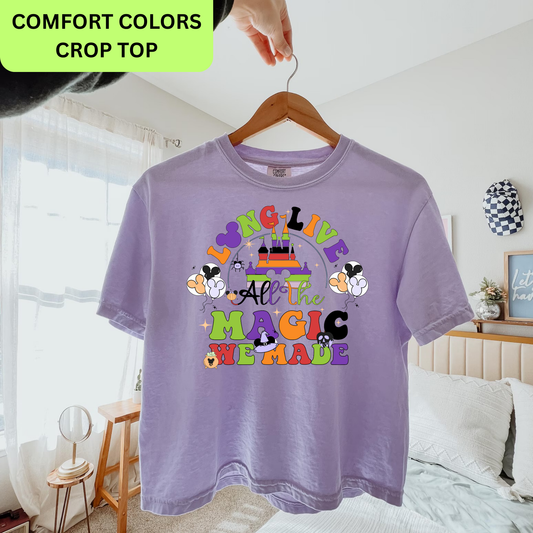 HALLOWEEN LONG LIVE Cute Magical Theme Park Boxy Crop Top | Adult Comfort Colors Tee