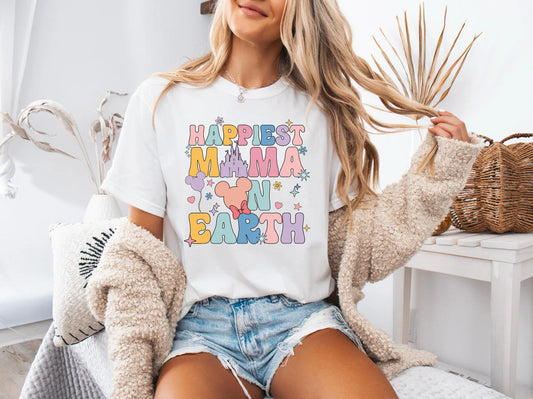 Happiest Mama on Earth Comfort Colors T-Shirt for Women | Park Day Shirt | Magical Vacation Gift
