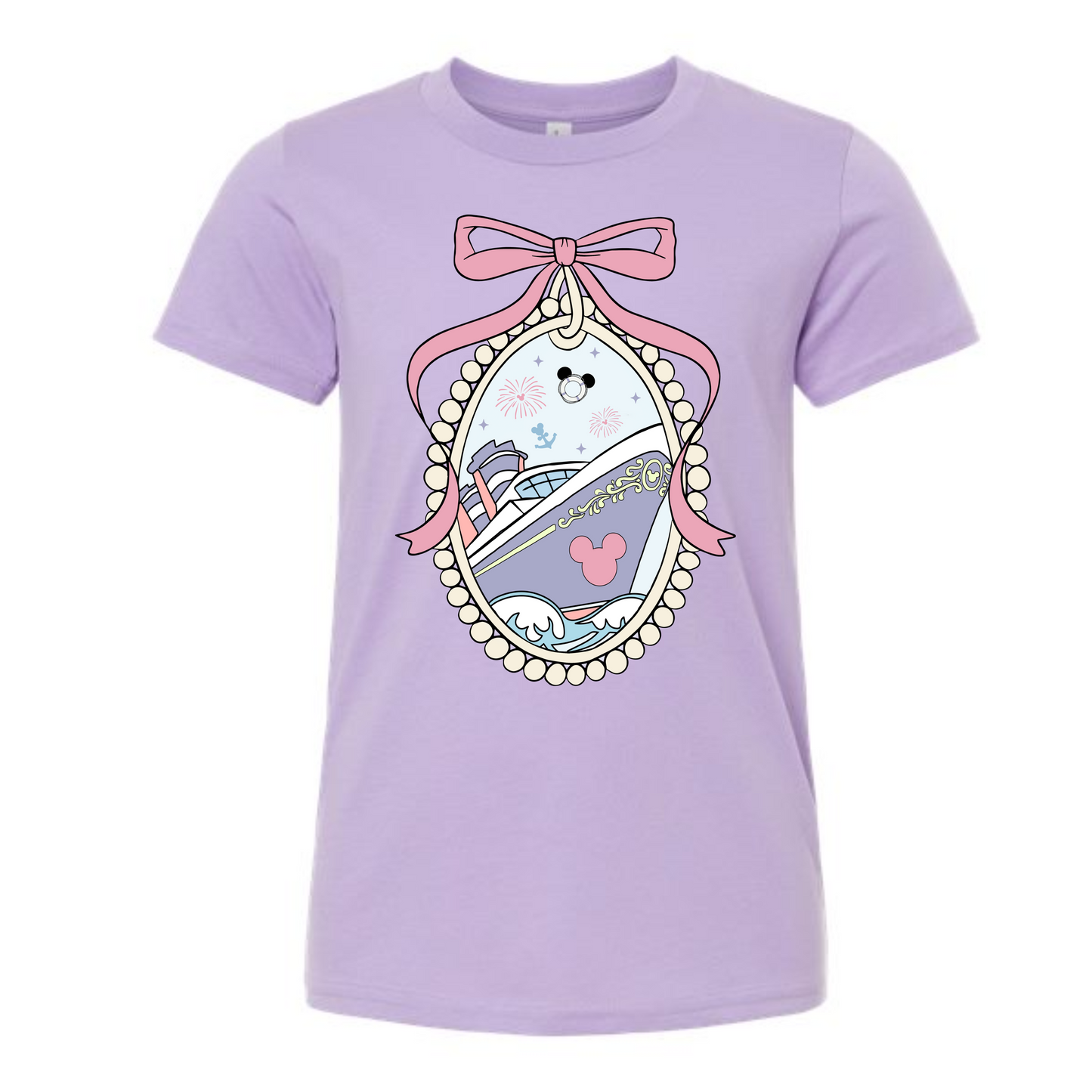 Pastel Frame Bow Mouse Cruise Shirt for Adults and Kids