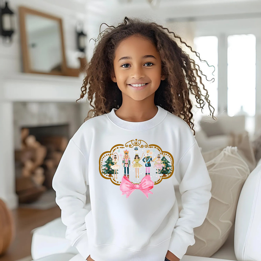 NUTCRACKER BOW SWEATSHIRT | Youth Nutcracker Christmas Crewneck Sweatshirt