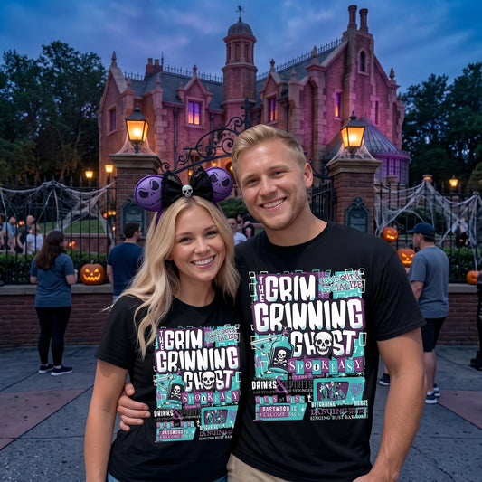 GRIM GRINNING GHOSTS Halloween Shirt | Family Matching Halloween Tee | Bella+Canvas T-Shirt | Toddler, Youth & Adult Sizes