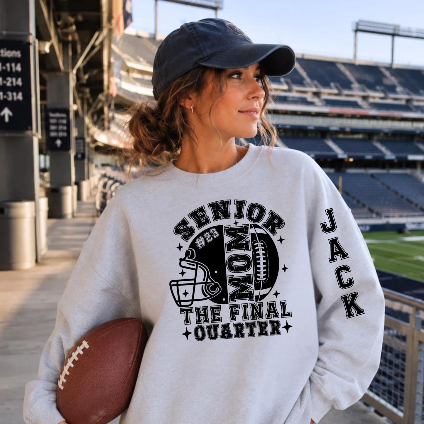 Personalized Senior Football Mom Sweatshirt | Custom Player Name & Number