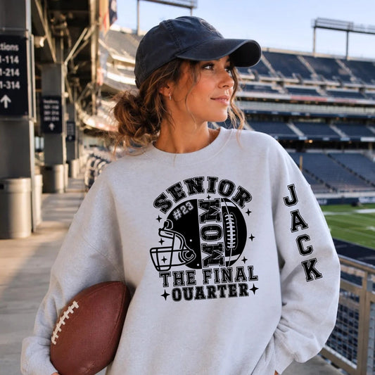 Personalized Senior Football Mom Sweatshirt | Custom Player Name & Number