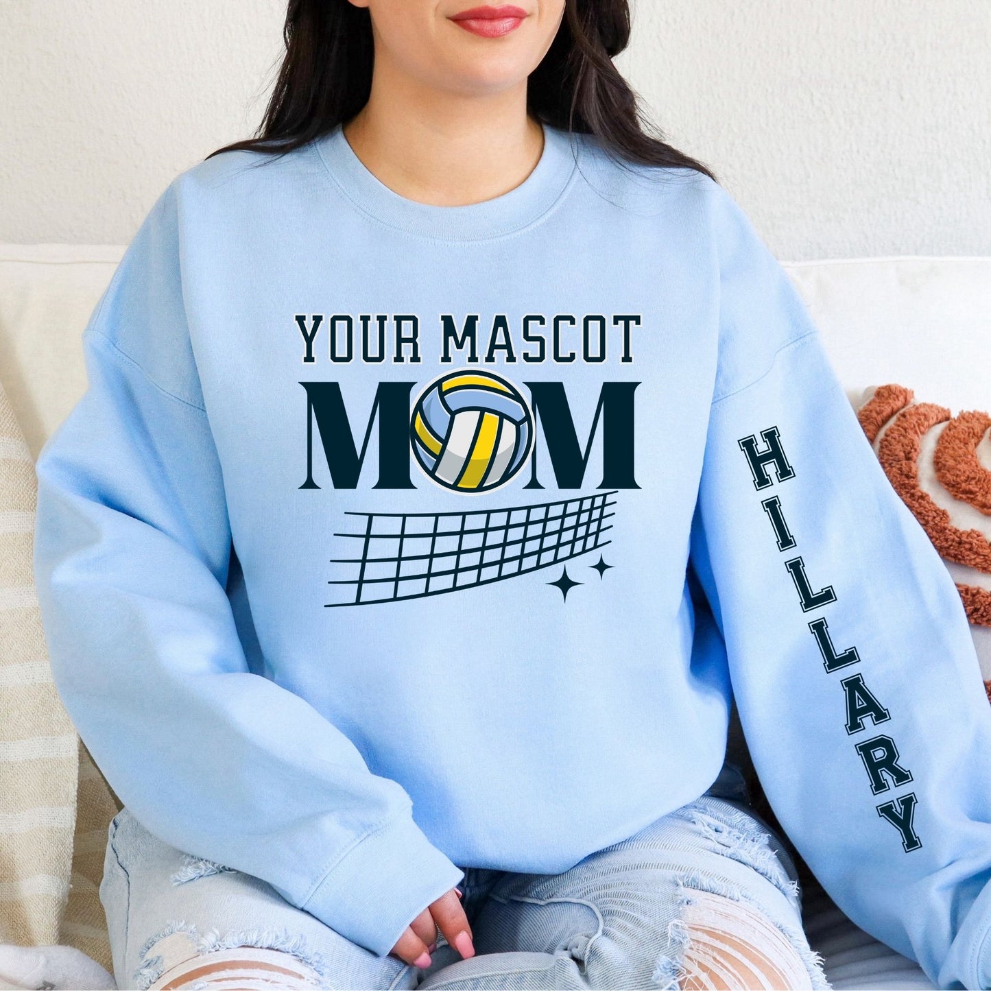 Custom Volleyball Mom Sweatshirt | Personalized Team, Mascot, Colors & Player Name