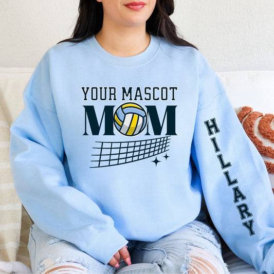 Custom Volleyball Mom Sweatshirt | Personalized Team, Mascot, Colors & Player Name