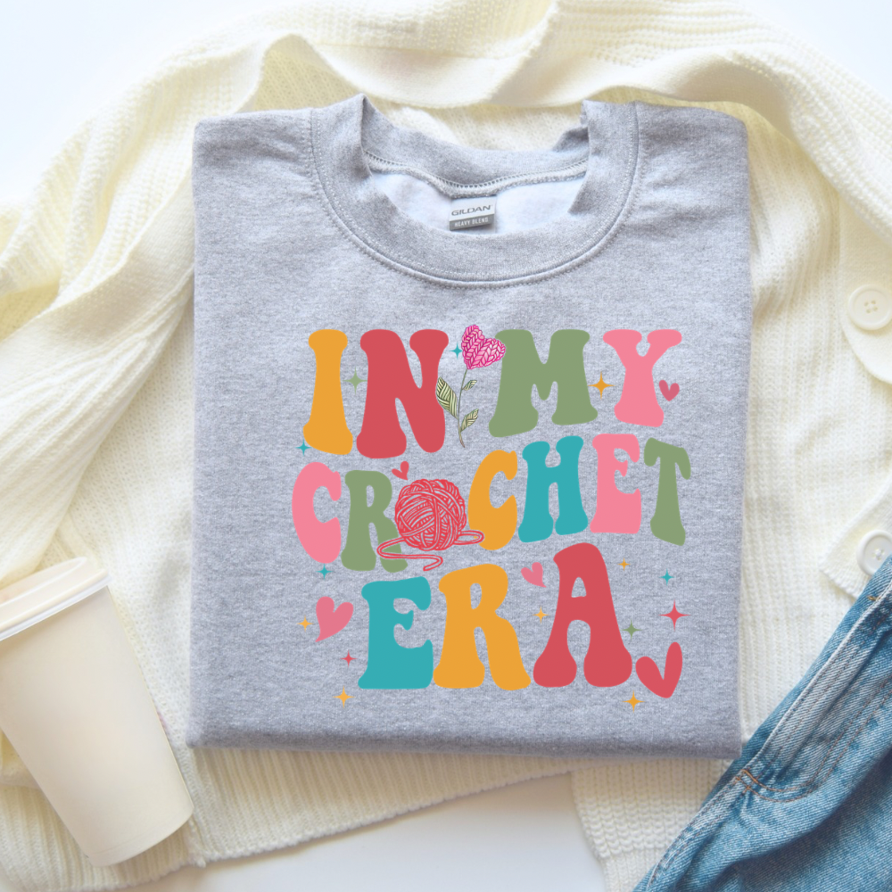 In My Crochet Era Sweatshirt | Crocheter Gift Crewneck | Cozy Yarn Lover Sweatshirt