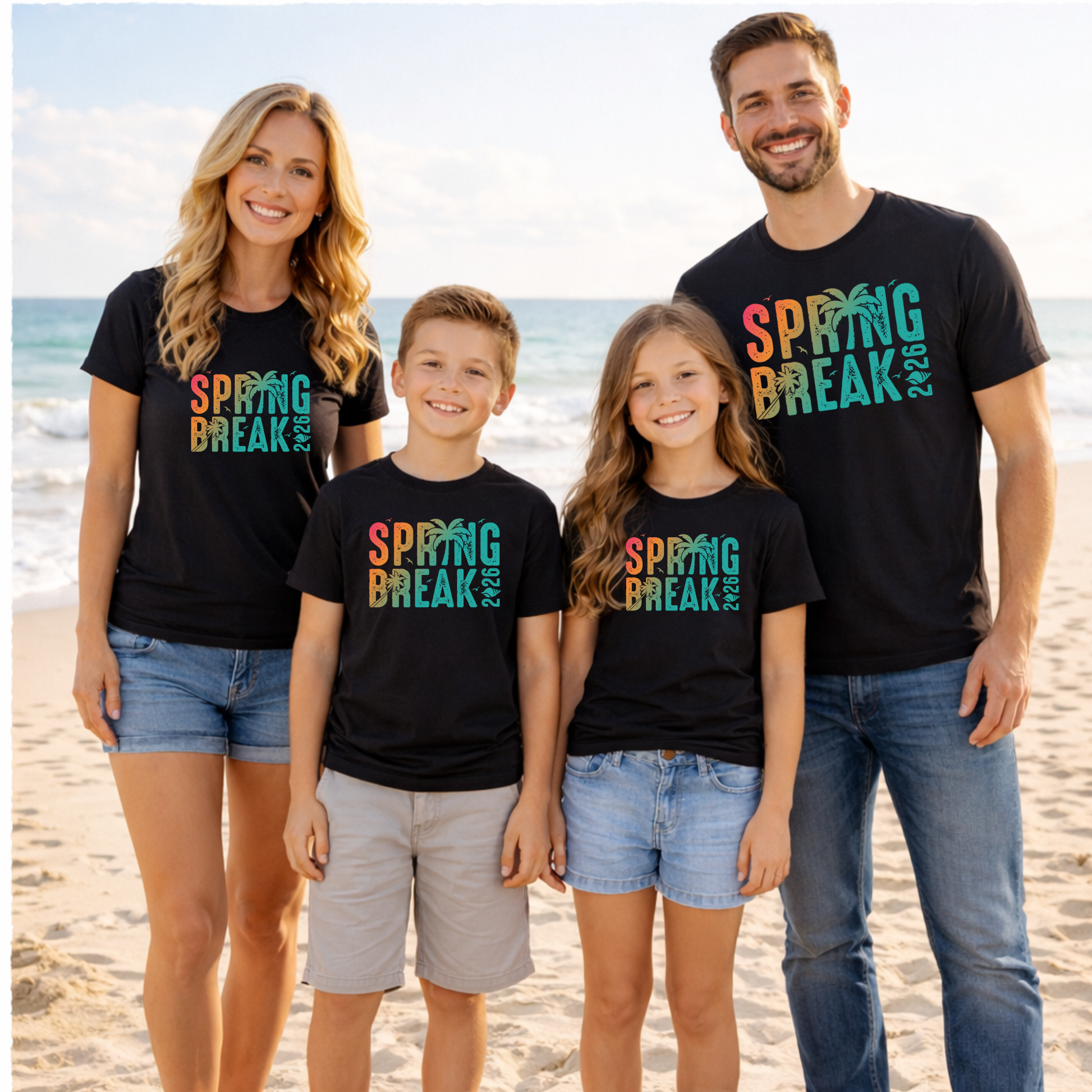 family spring break 2026 matching shirts for beach vacation moms dads and kids