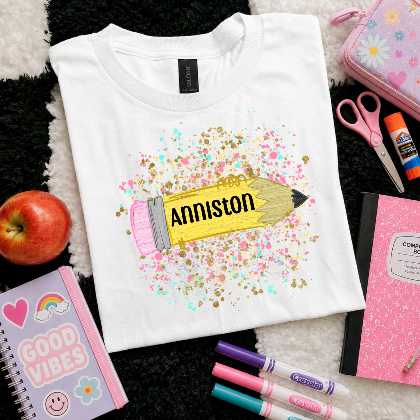 Custom Personalized Cute Pencil Back to School Shirt for Girls | Toddler & Youth School Outfit