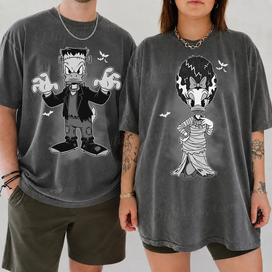 CUTE DUCKS FRANK & BRIDE OF FRANK HALLOWEEN PARTY MATCHING COUPLES SHIRTS -  COMFORT COLORS