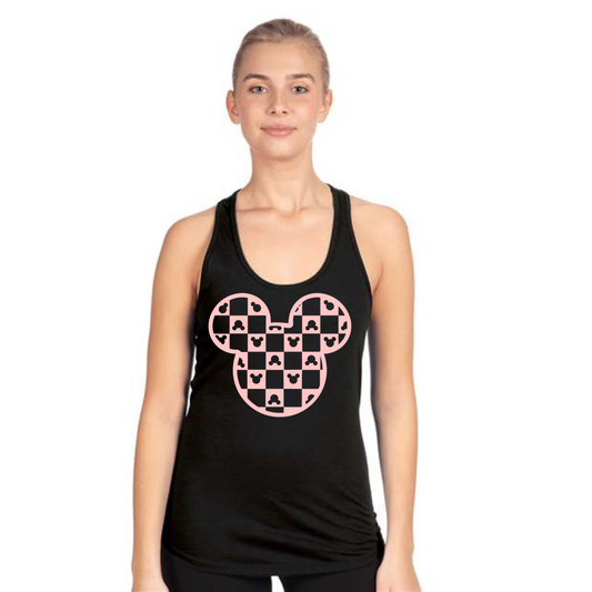 Checkered Pink Mouse Shirt or Tank