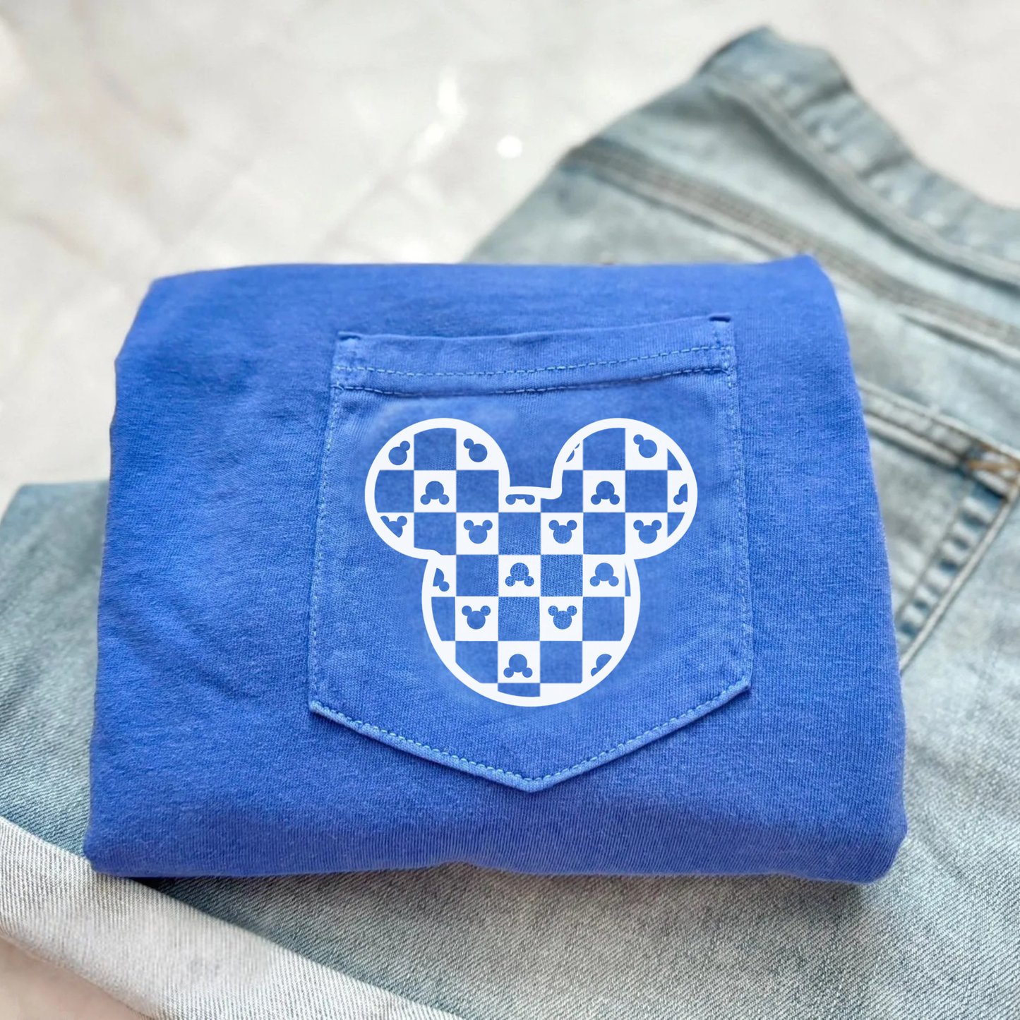 CHECKERED MOUSE Comfort Colors Pocket T-Shirt