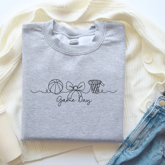Basketball Game Day Sweatshirt for Women | Cute Bow Sports Crewneck | Game Day Outfit
