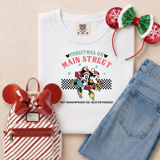CHRISTMAS ON MAIN STREET Magical Christmas Party Shirt | Comfort Colors Holiday Tee | Theme Park Christmas Shirt