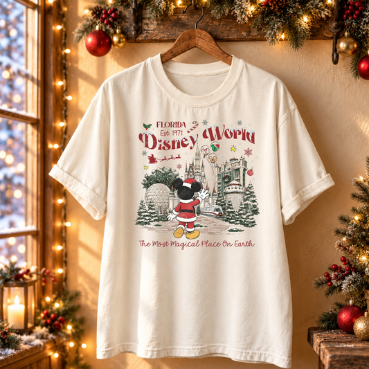 WDW MOST MAGICAL PLACE ON EARTH Magical Christmas Party Shirt | Comfort Colors Holiday Tee | Theme Park Christmas Shirt
