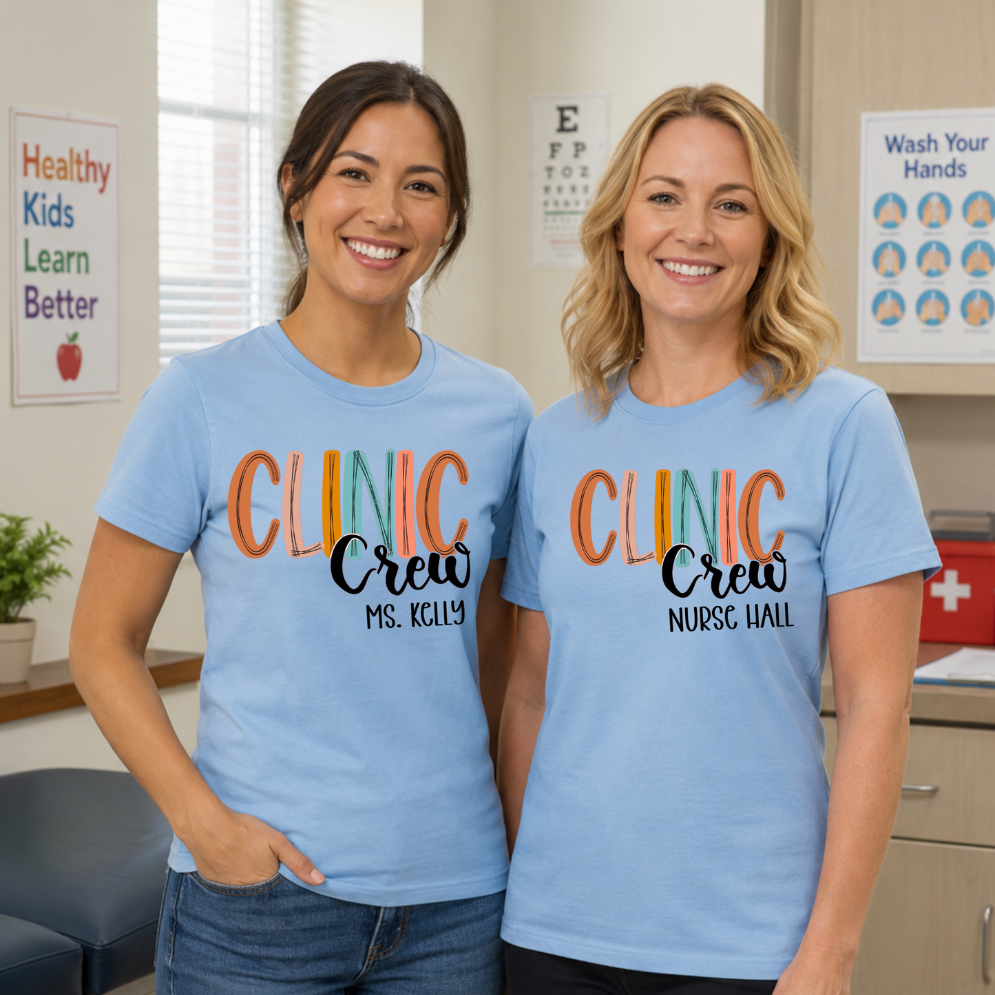 CUSTOM CLINIC CREW TSHIRT WITH NAME | SCHOOL NURSE T-SHIRT