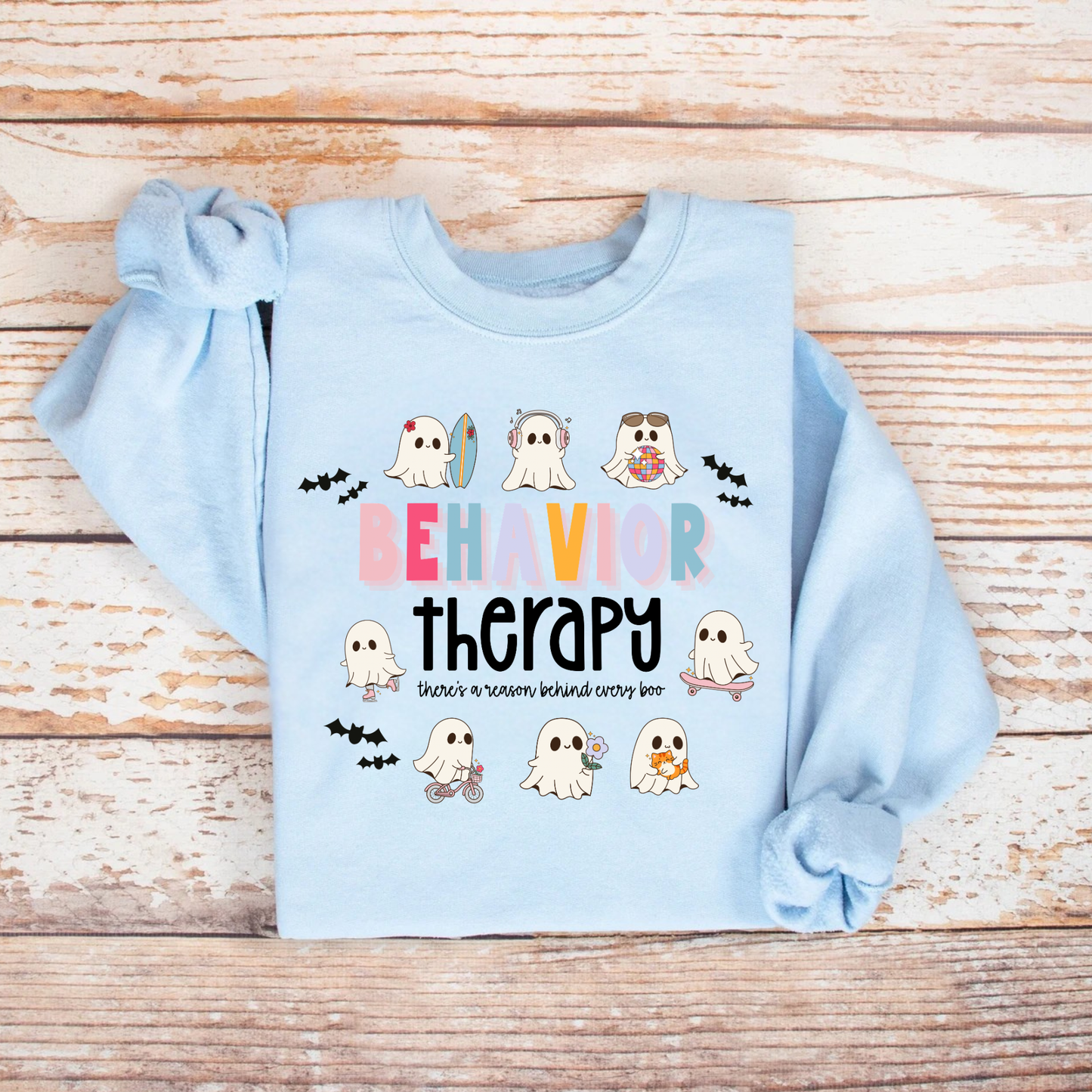 Halloween Behavior Therapy Sweatshirt | ABA RBT BCBA Ghost Crewneck