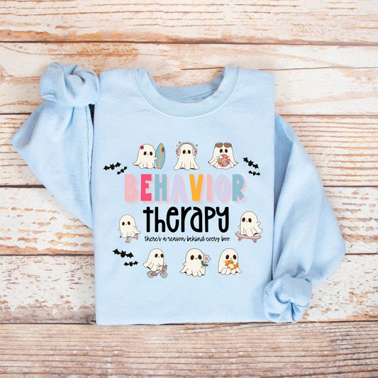 Halloween Behavior Therapy Sweatshirt | ABA RBT BCBA Ghost Crewneck