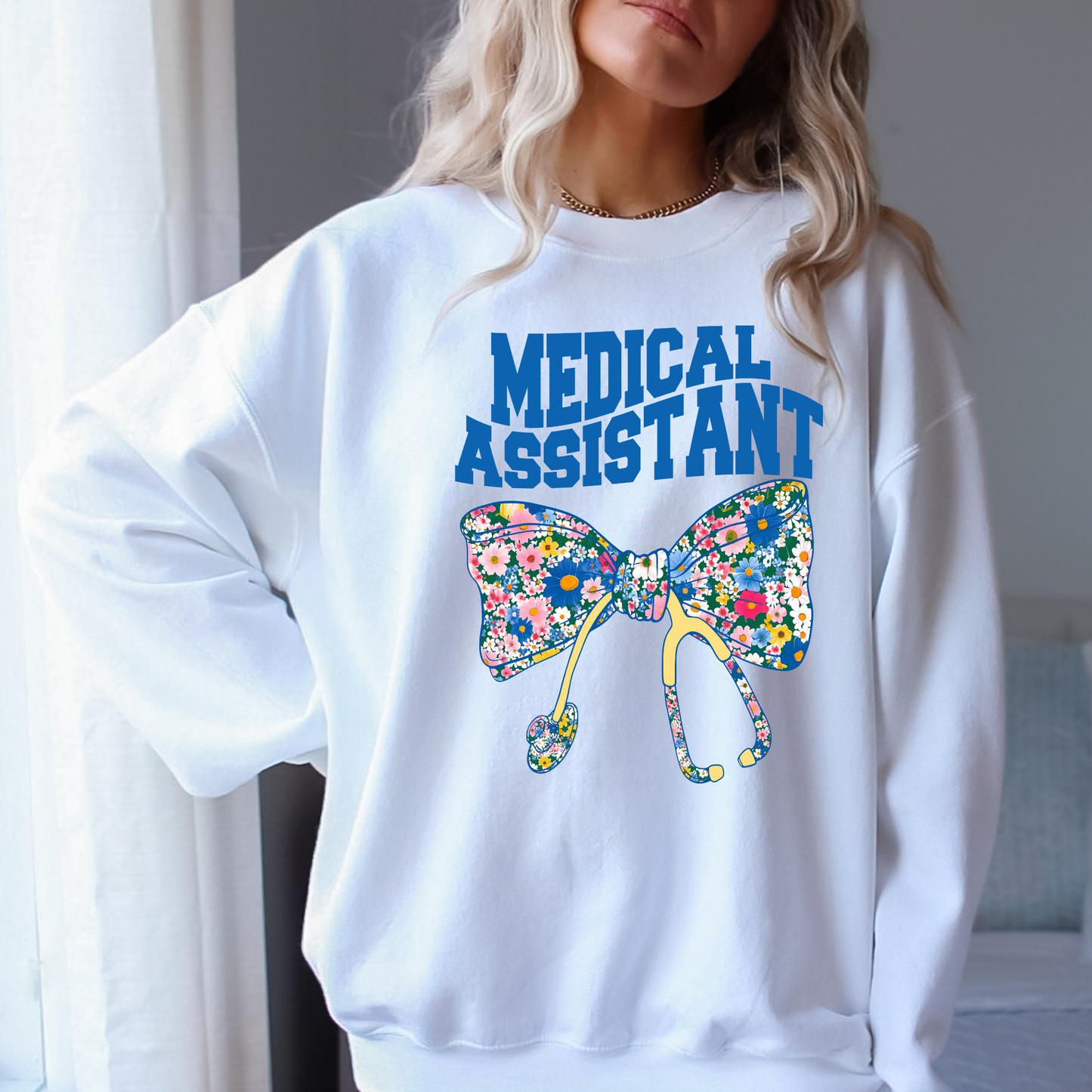 CMA bow stethoscope crewneck sweatshirt