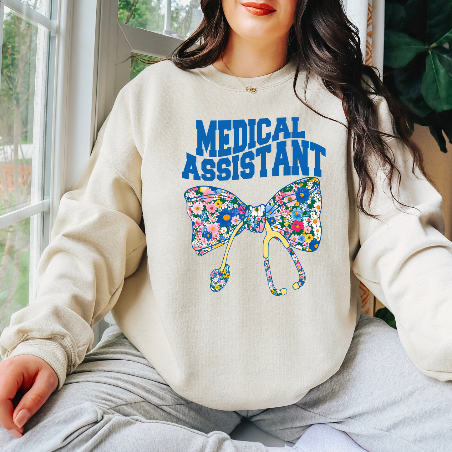 CMA bow stethoscope crewneck sweatshirt