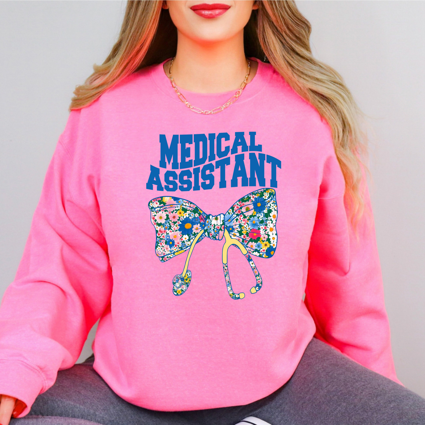 CMA bow stethoscope crewneck sweatshirt
