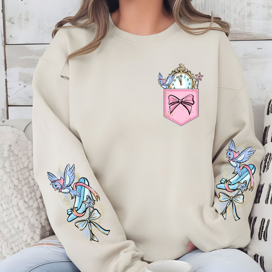 Princess Sweatshirt with Sleeve Design | Gildan 18000 Cozy Fairytale Crewneck | Magical Everyday Sweatshirt | Gift for Her