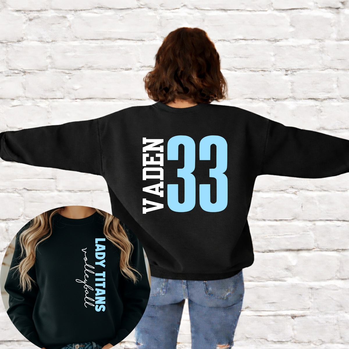 Custom Volleyball Team Crewneck Sweatshirt | Personalized Volleyball Player Name & Number Sweatshirt | Volleyball Mom Team Spirit Shirt