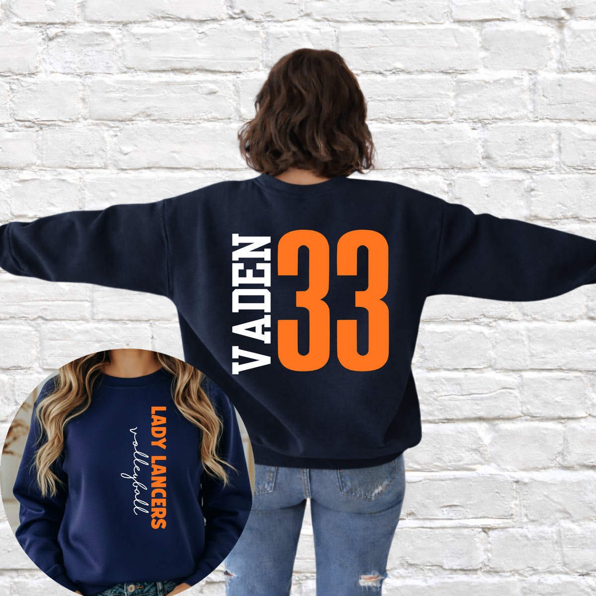 Custom Volleyball Team Crewneck Sweatshirt | Personalized Volleyball Player Name & Number Sweatshirt | Volleyball Mom Team Spirit Shirt