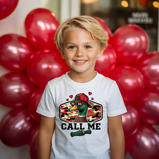 Boy’s “Call Me” Duck T-Shirt Funny Duck Hunting Shirt for Boys | Youth Graphic Tee