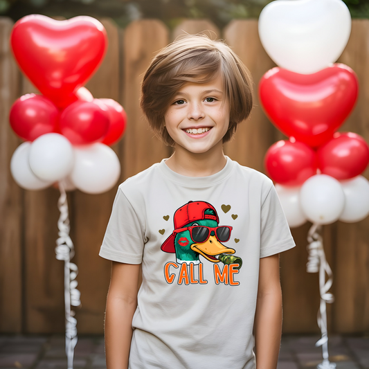 Boy’s “Call Me” Duck T-Shirt Funny Duck Hunting Shirt for Boys | Youth Graphic Tee
