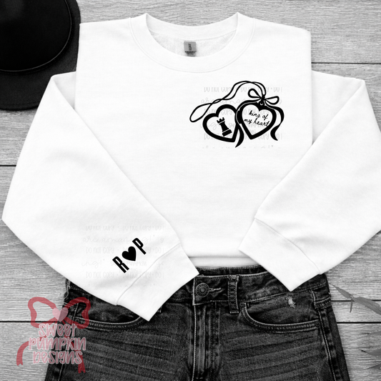 KING OF MY HEART SWEATSHIRT WITH INITIALS ON SLEEVE