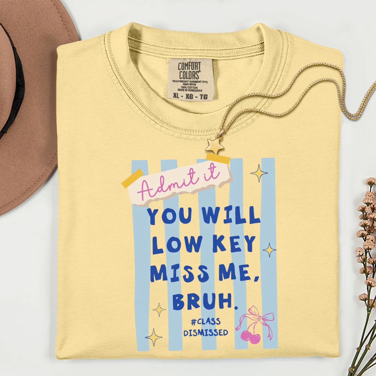 Last Day of School Teacher Shirt – Preppy Striped Comfort Colors Tee, Cute End of Year Teacher Outfit, Teacher Gift Idea