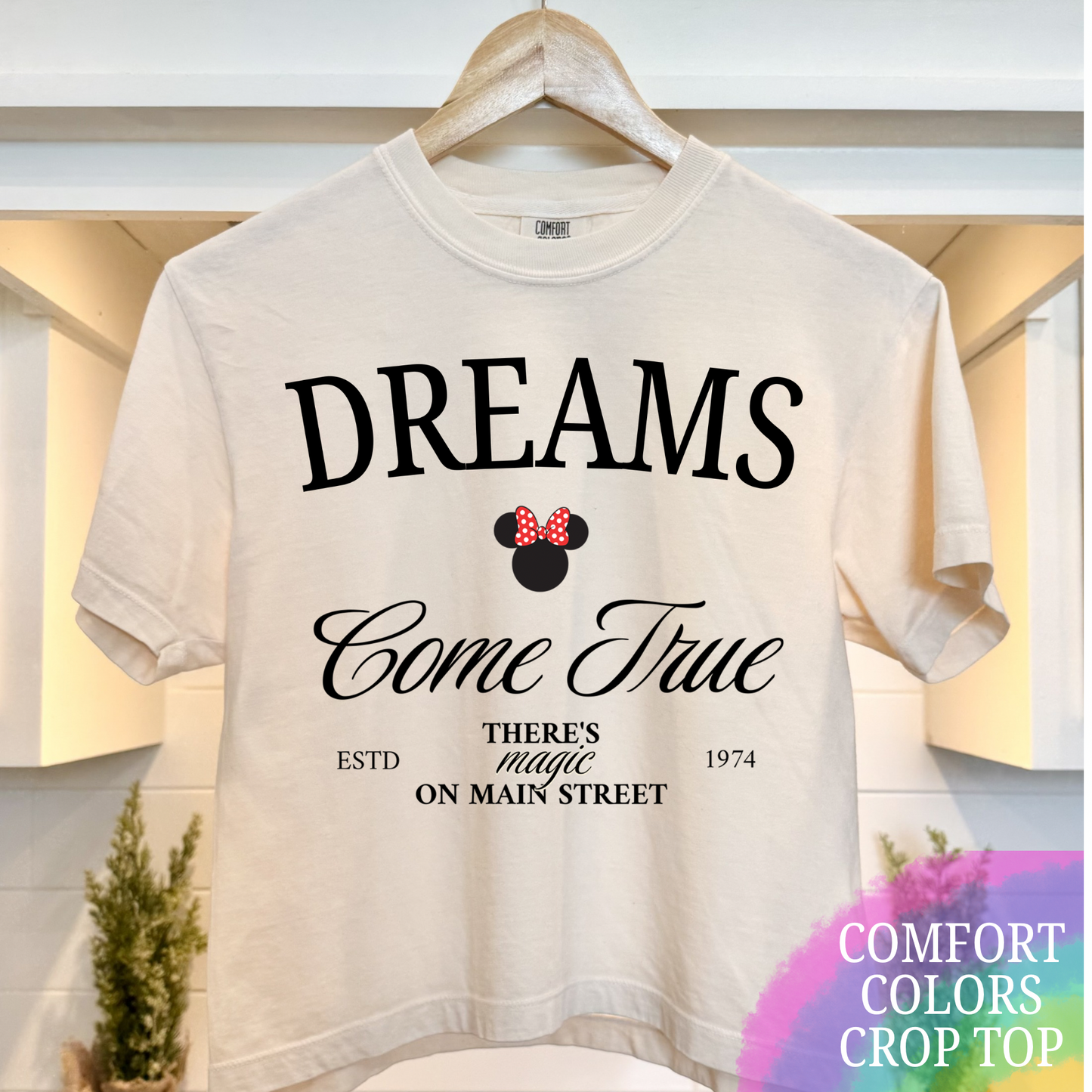 DREAMS COME TRUE ON MAIN - COMFORT COLORS BOXY CROP TOP