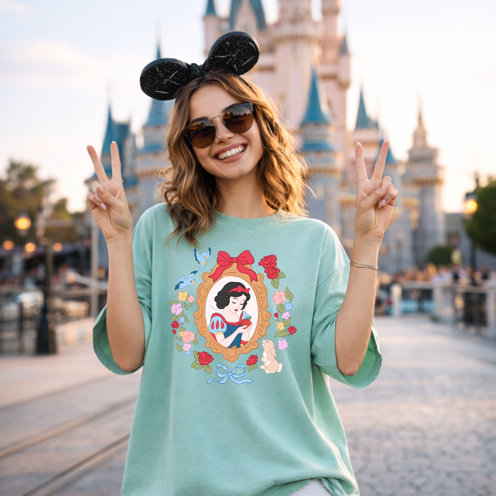 Classic Fairytale Coquette Shirt | Apple & Bow Aesthetic Tee | Soft Feminine Vintage Style Top