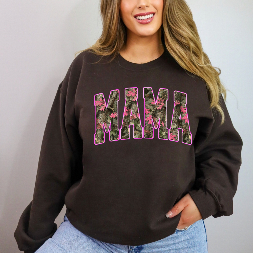 Trendy Mama Sweatshirt | Leopard & Checkered Print Crewneck | Stylish Mom Pullover | Gildan 18000