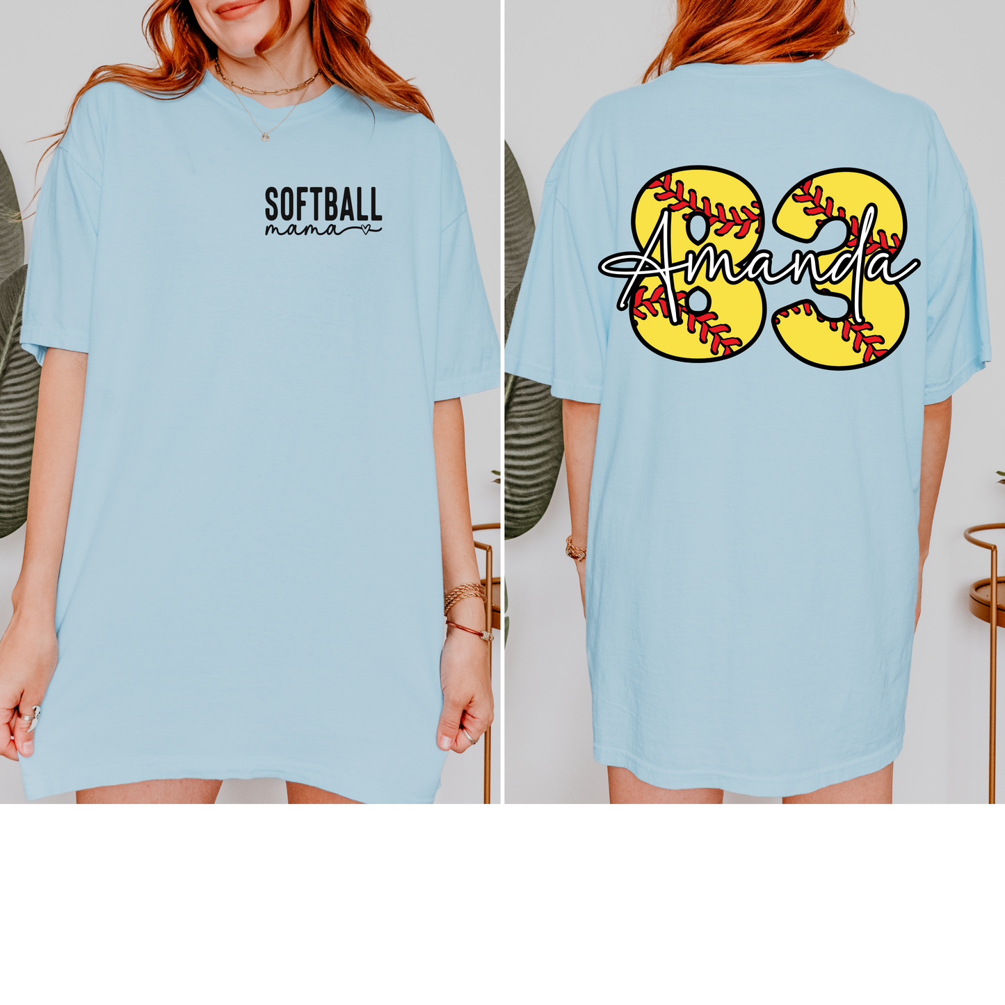 Custom Softball Mom Shirt with Name and Number