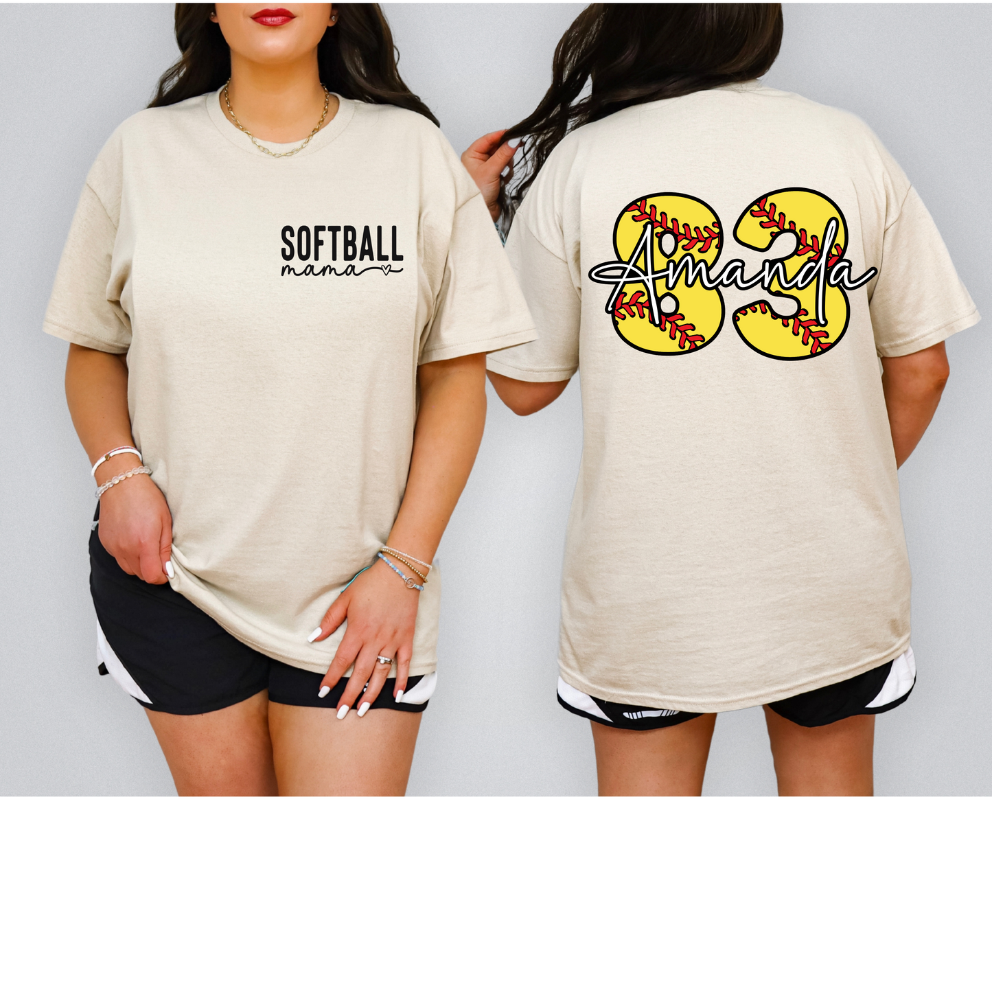 Custom Softball Mom Shirt with Name and Number