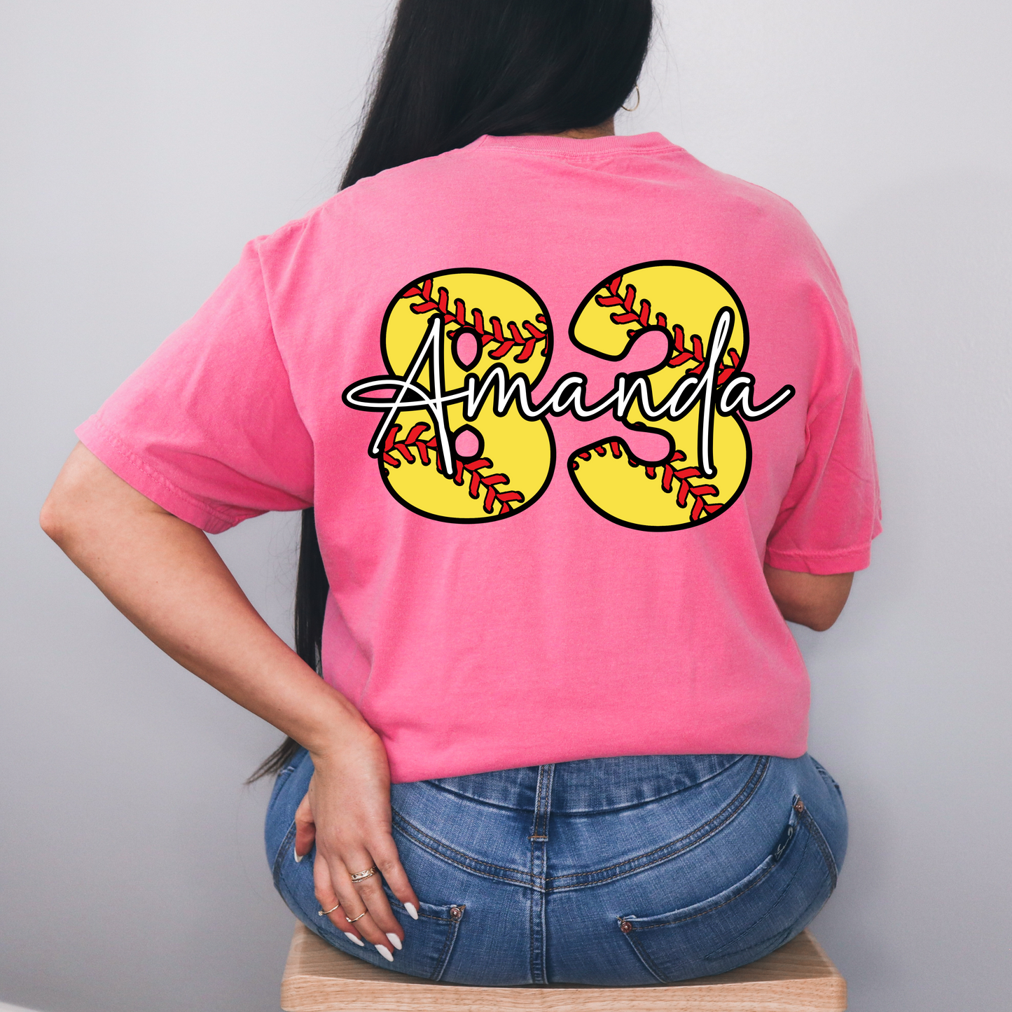 Custom Softball Mom Shirt with Name and Number