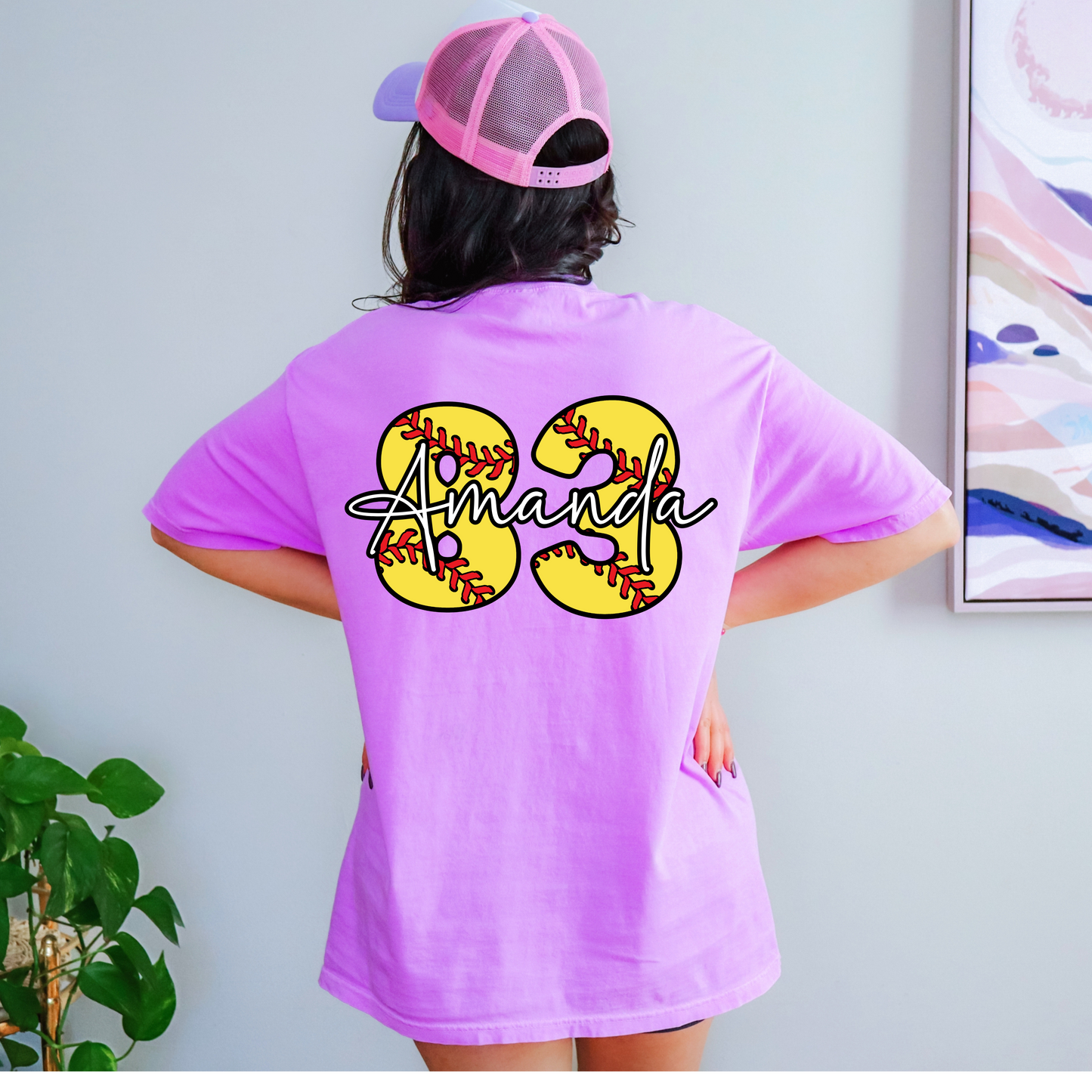 Custom Softball Mom Shirt with Name and Number
