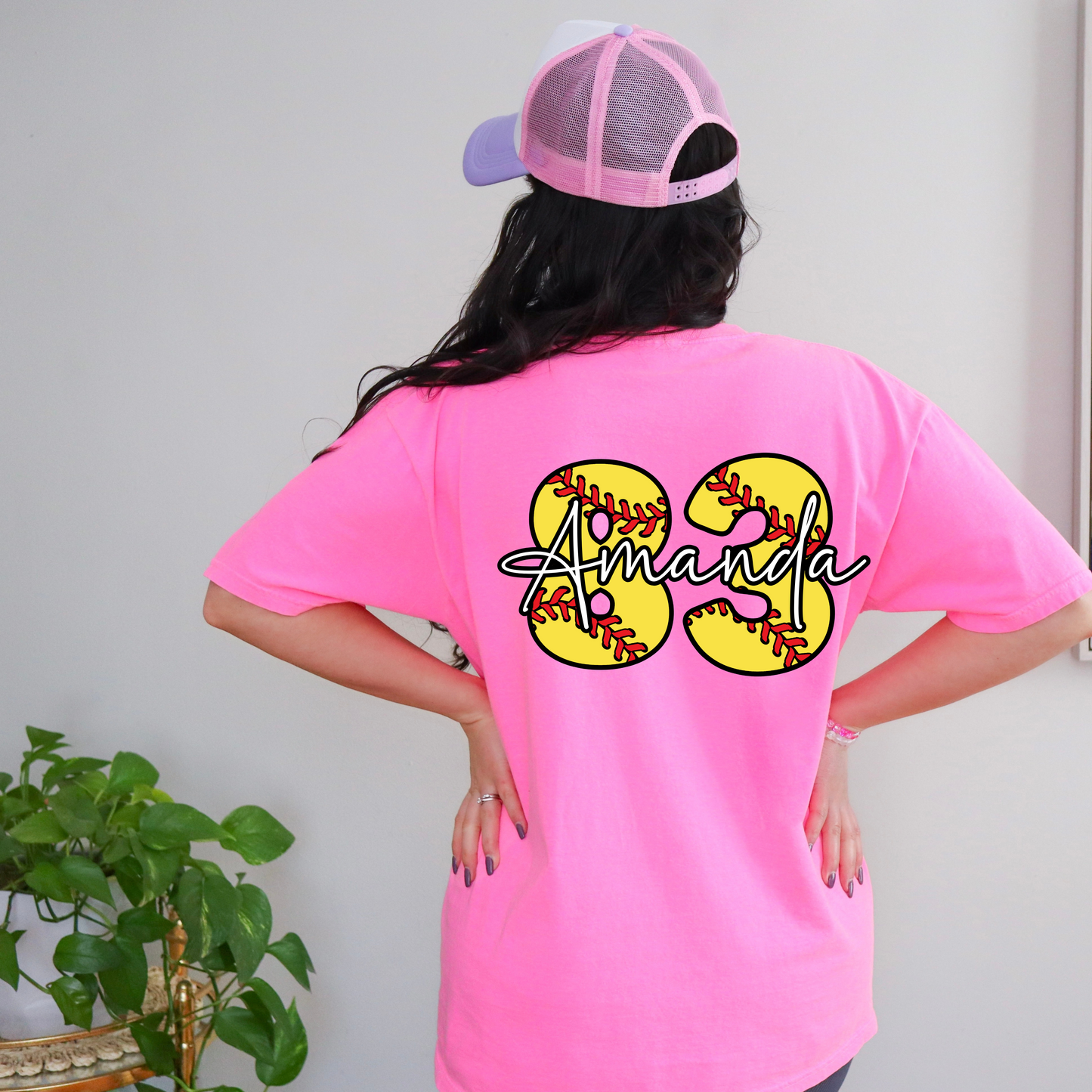 Custom Softball Mom Shirt with Name and Number