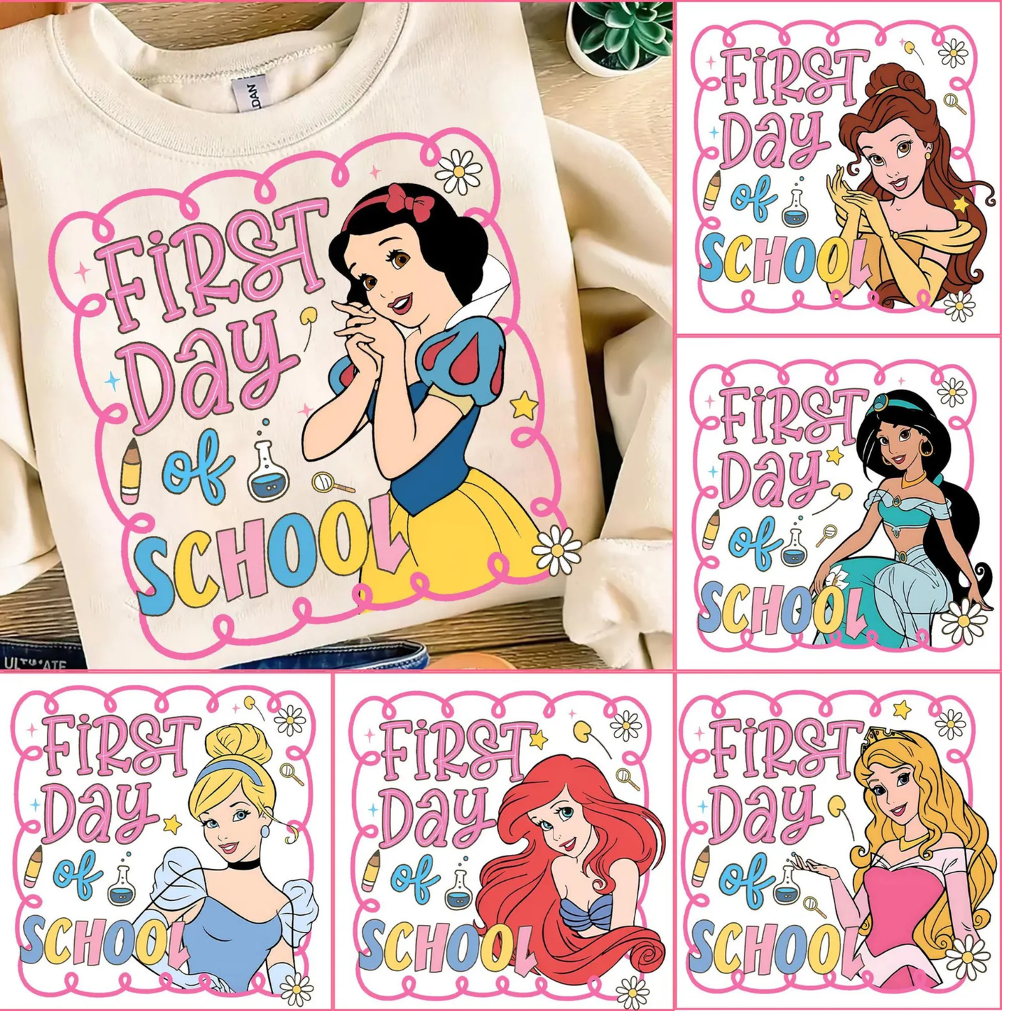 CHOOSE YOUR PRINCESS Back to School Shirt for Girls | Kids Princess Bow School Tee