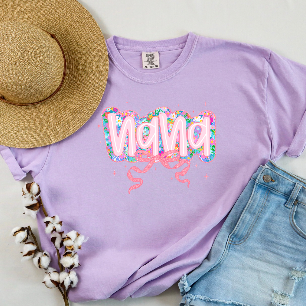 CUSTOM GRANDMA FLORAL SHIRT WITH BOW