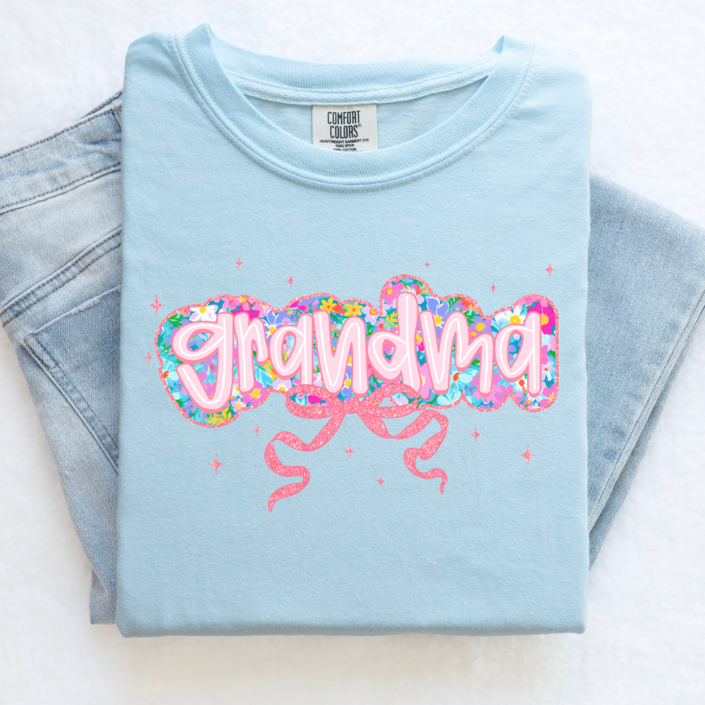 CUSTOM GRANDMA FLORAL SHIRT WITH BOW