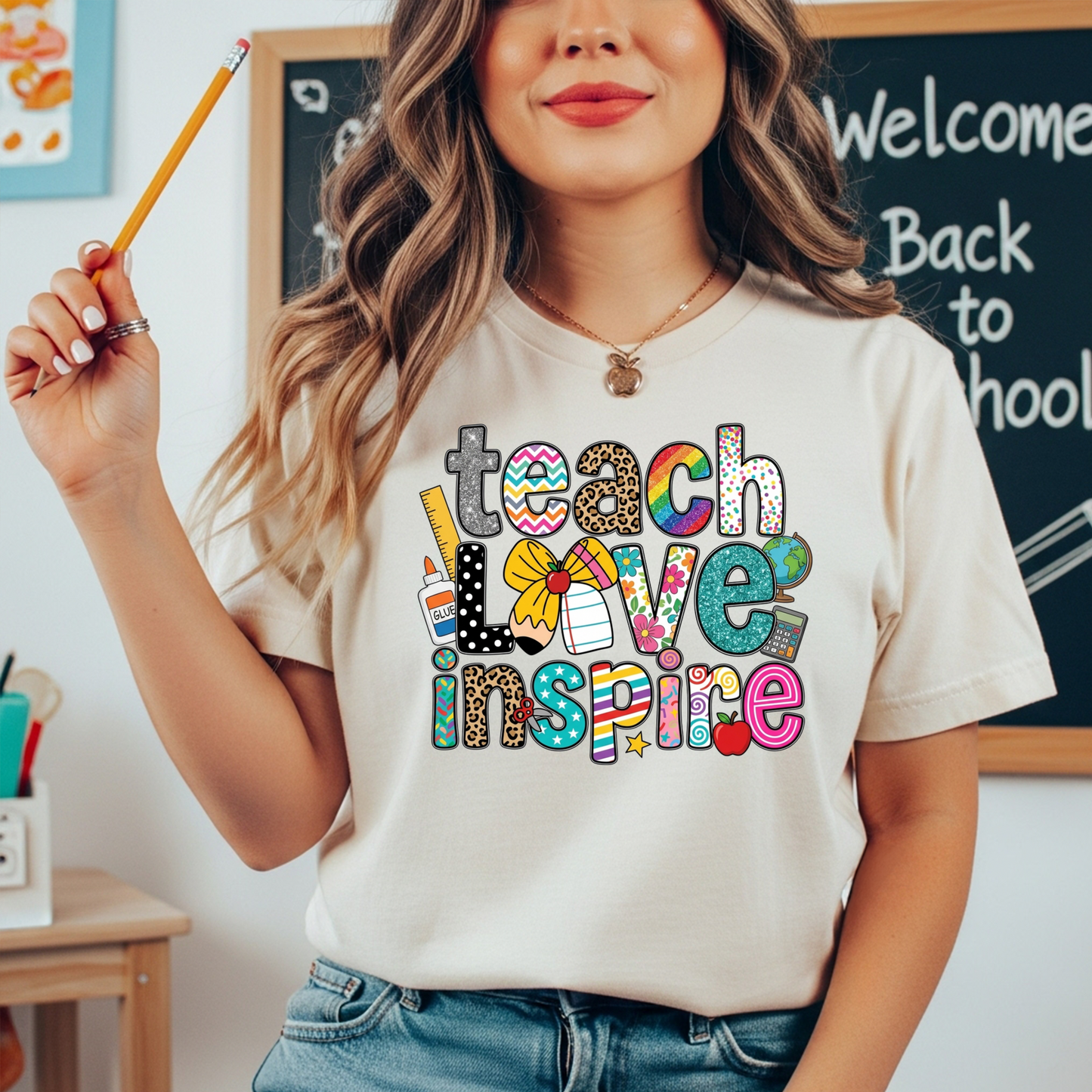 Teacher Love Inspire Shirt | Bella Canvas Teacher Tee | Cute Gift for Teachers