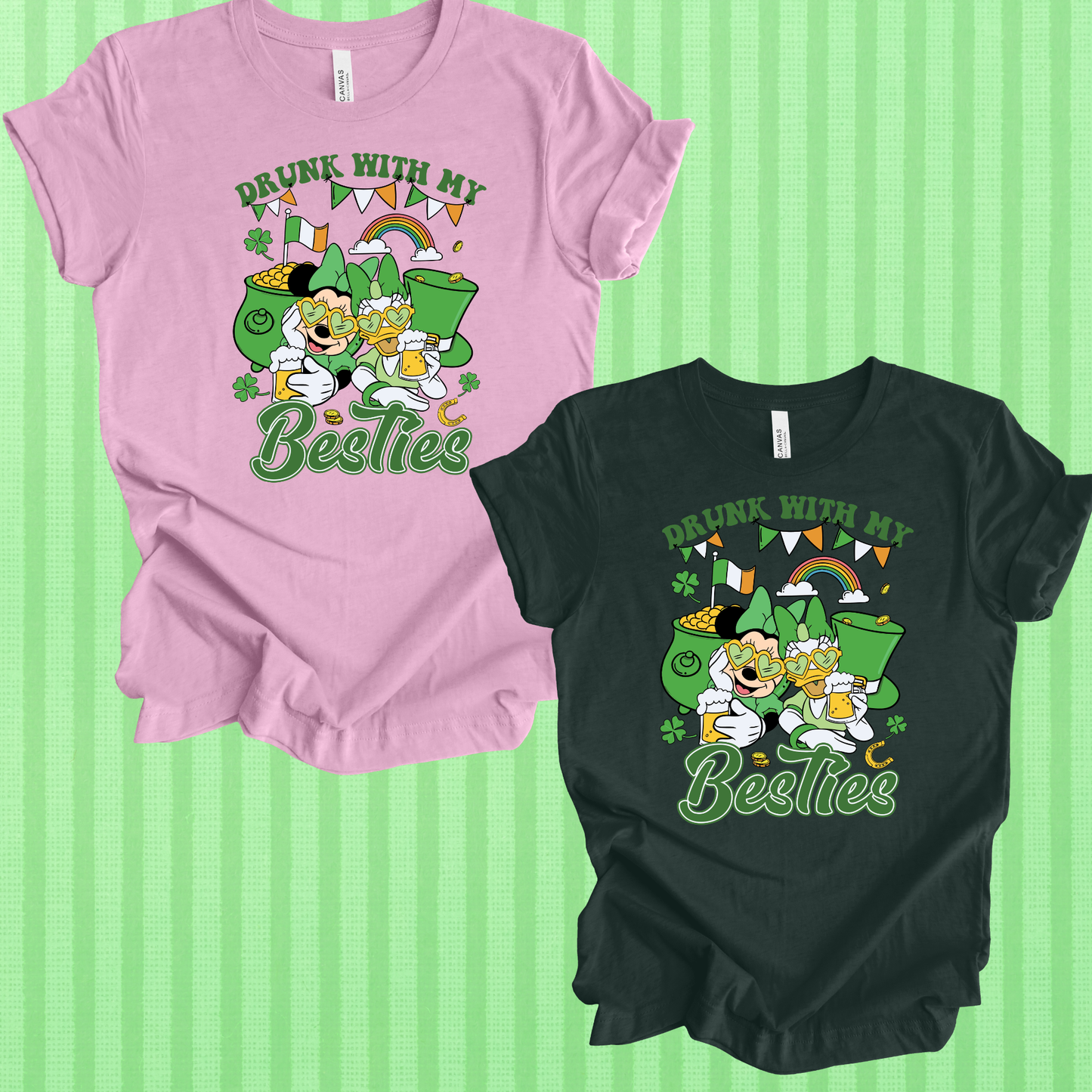 MINNIE & DAISY DRUNK WITH MY BESTIES - MAGICAL MOUSE ST. PATRICK’S DAY SHIRT