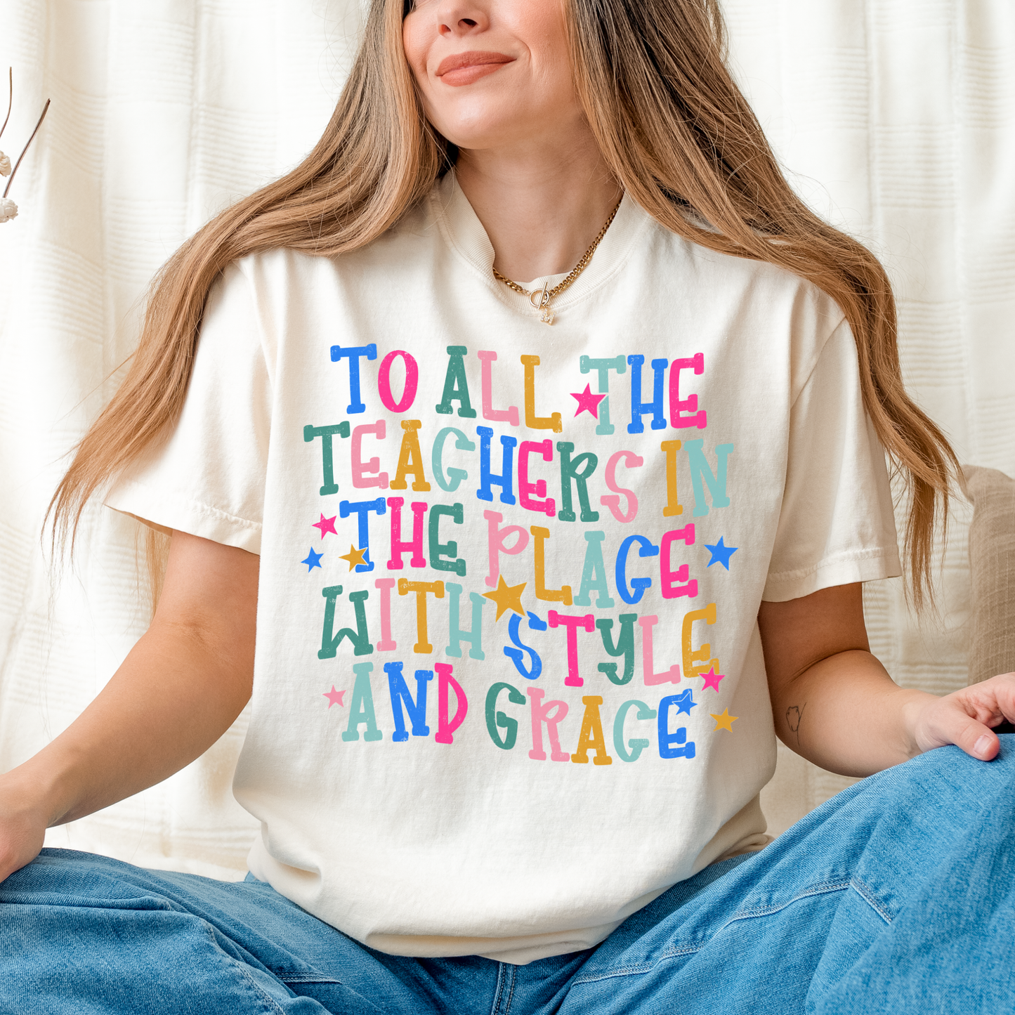 Retro 90s Teacher Shirt | Colorful Comfort Colors Teacher T-Shirt | Back to School Teacher Tee | Long Sleeve Teacher Shirt