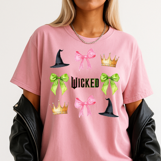 Green and Pink Witch Coquette Bow - Comfort Colors Short & Long Sleeve