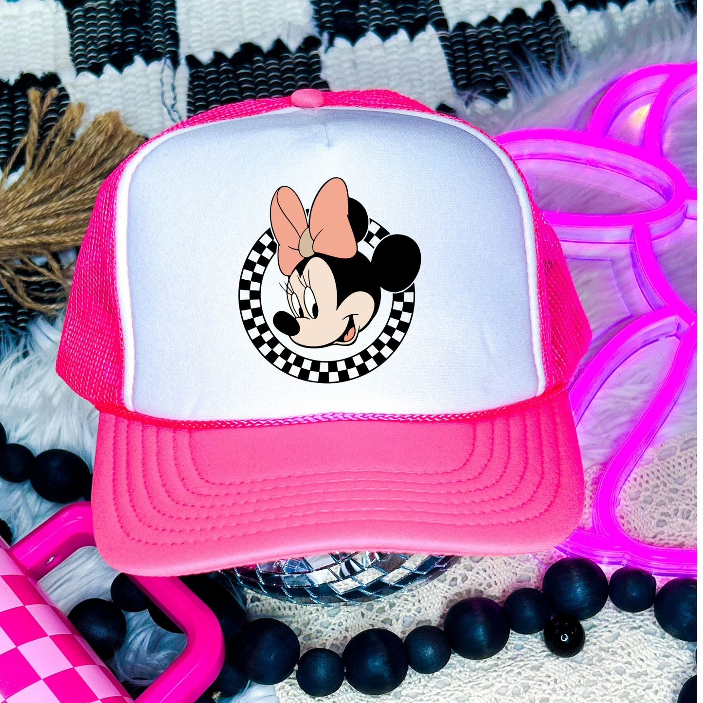 Checker Girl Mouse Trucker Hat