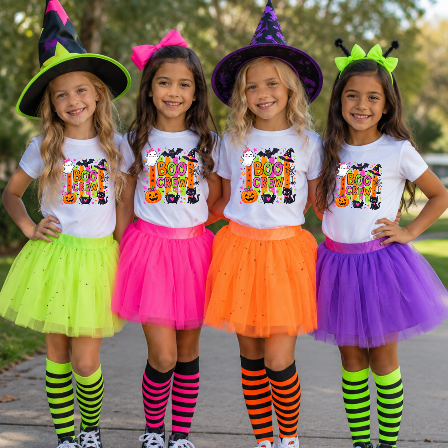 Neon Boo Crew Halloween Shirt for Girls, Youth & Adults | Matching Halloween Group Shirts