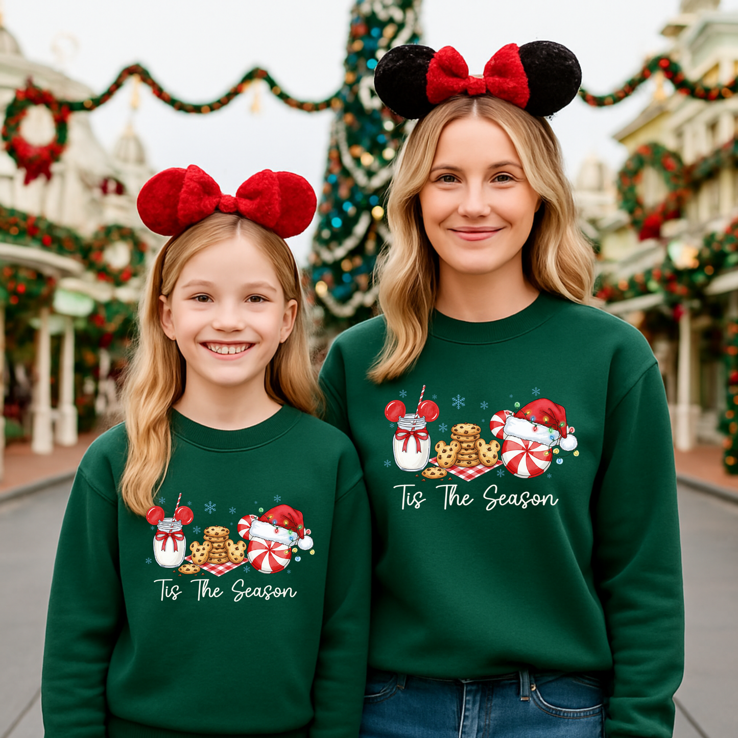 Tis the Season Mouse Peppermint Christmas Crewneck Sweatshirt for Kids and Adults